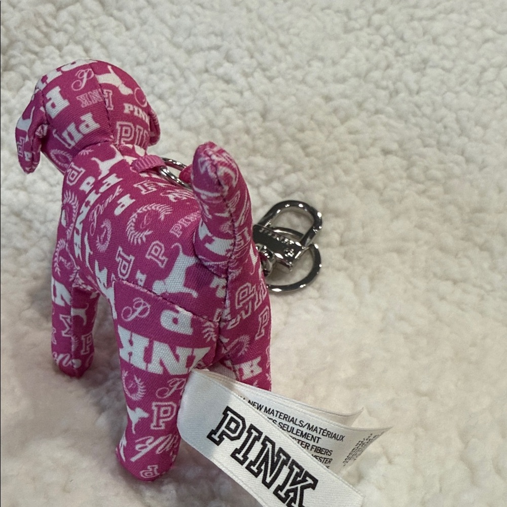 PINK Victoria's Secret Dog Keychain Holder - Pink and White - Picture 8 of 11